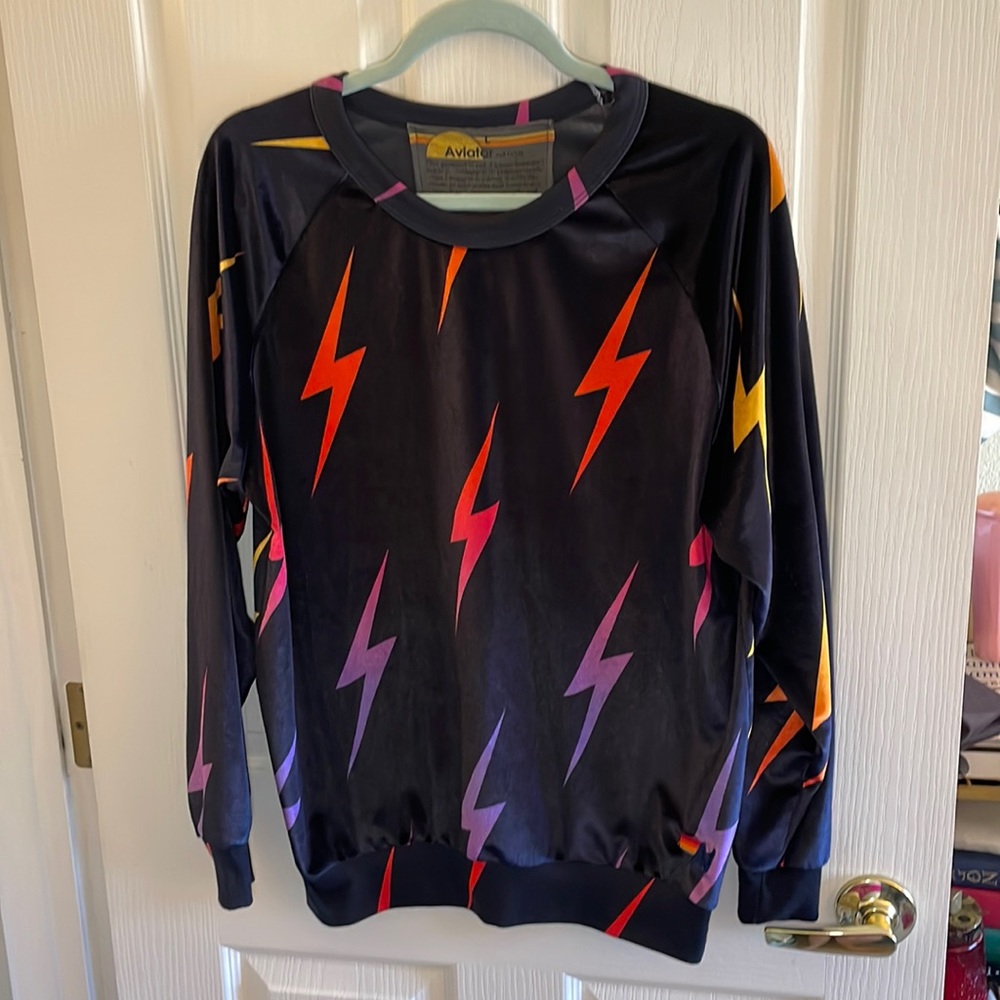 AVIATOR NATION | Navy Blue Lightning sweatshirt, size large - EUC, barely worn